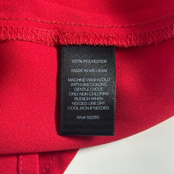 Express Women's Cold Shoulder Cami Top Size M Red Ruffle Lace Up Dressy Blouse - Picture 7 of 10